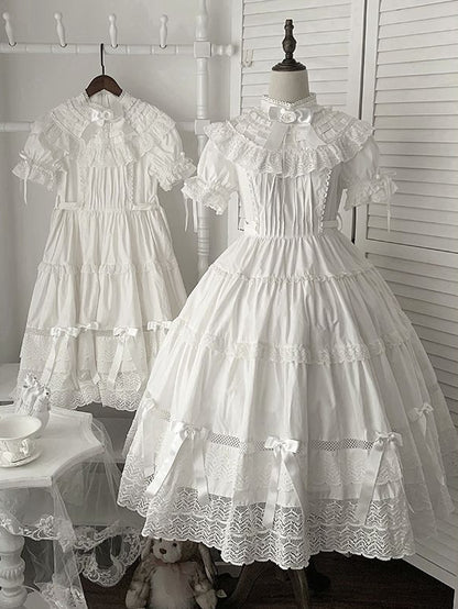 All Short Edward Lolita Neck School Old Dress Cotton White Set OP Sleeves