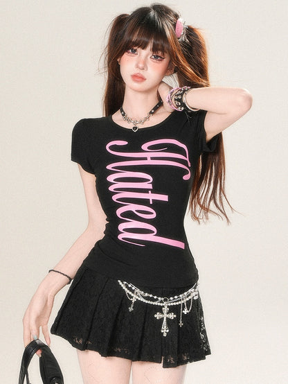 華やかなバックデザイン ホワイト/イエロー/ブラック Tシャツ レタープリント クロス