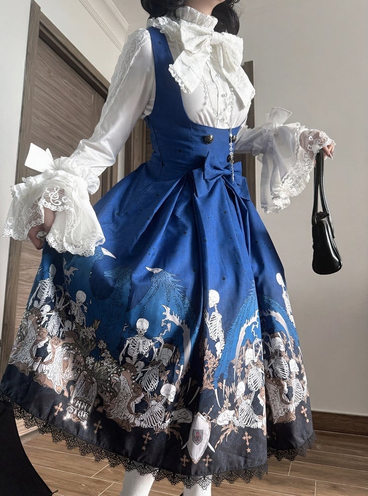 White Bell Sleeves Lace Elegant Lolita Blouse with Bow Tie - NnSTAR
