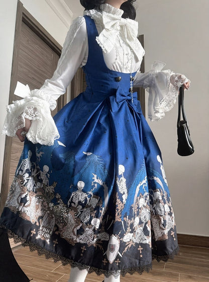 White Bell Sleeves Lace Elegant Lolita Blouse with Bow Tie - NnSTAR