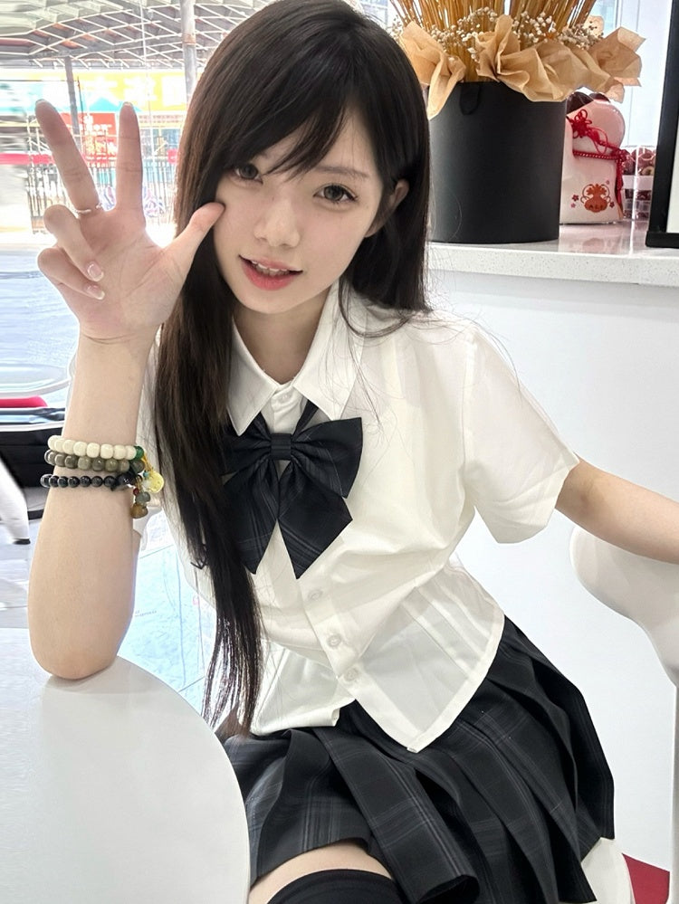 Preppy White Shirt Style Letter Embroidery Uniform JK