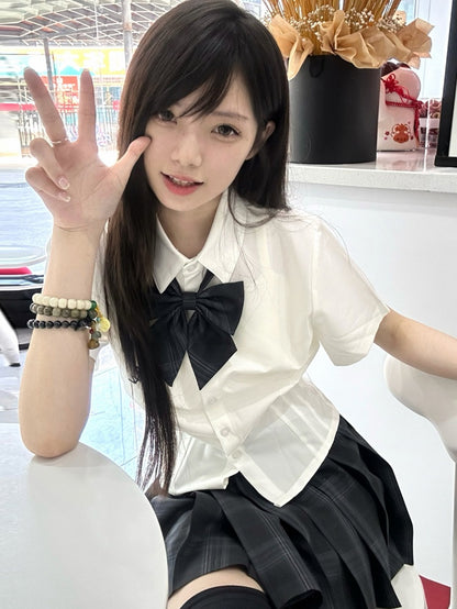 Preppy White Shirt Style Letter Embroidery Uniform JK