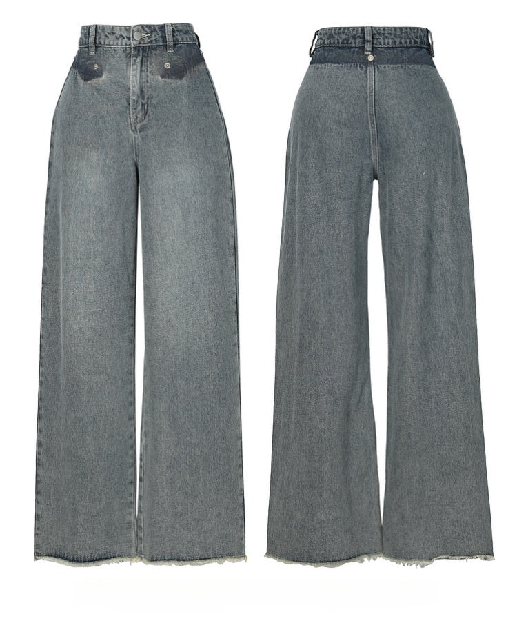 Wide-Leg Jeans mit abnehmbarem Rock-Accessoire Blau Vintage