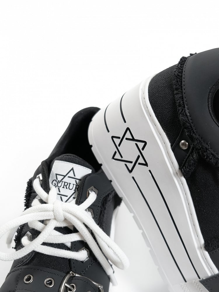 Platform - Sneakers Punk Pattern Black Hexagram
