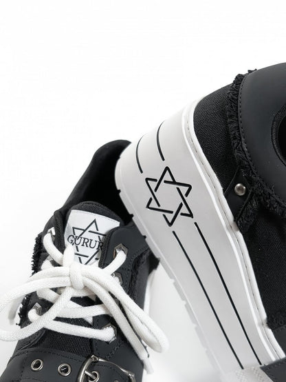 Platform - Sneakers Punk Pattern Black Hexagram