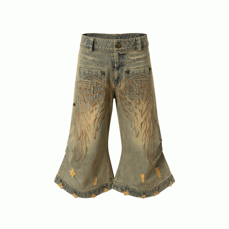 Angel Blau/Gelb Faded Wash Distressed Holes