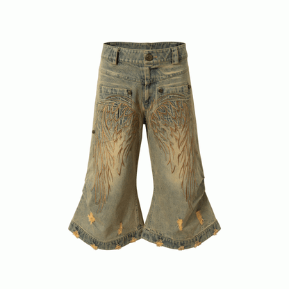 エンジェルブルー/イエロー フェードウォッシュ ディストレストホールズ