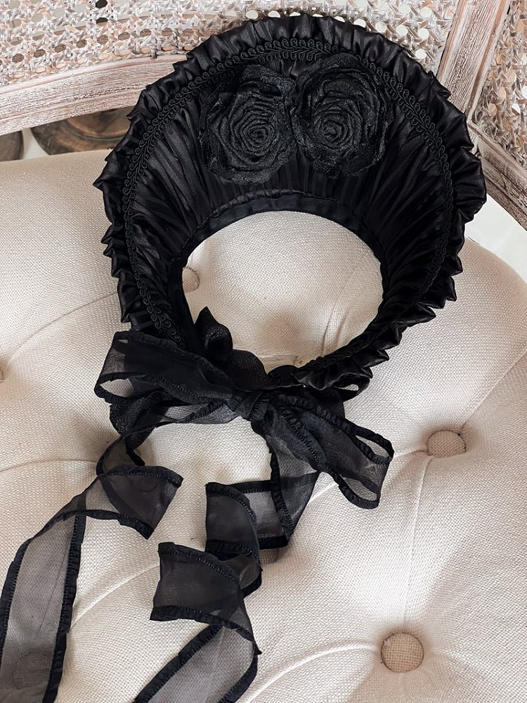 Lolita Detachable with Apricot/Black/White/Red Ruffled Bonnet