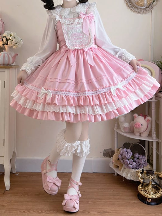 und Teddykleid Lolita Sweet Bodice Stickerei Pink Cake