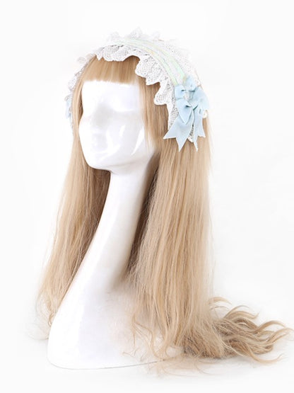Hairband with Bow Pink/Blue Accent Lace-Trimmed Lolita