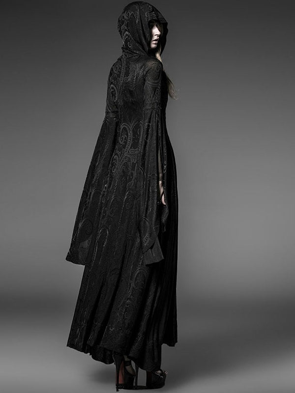 Black Gothic Hoodie Long Coat