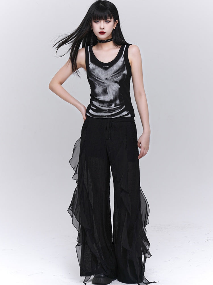 ホワイト/ブラック グロマラス スリムフィット タンクトップ