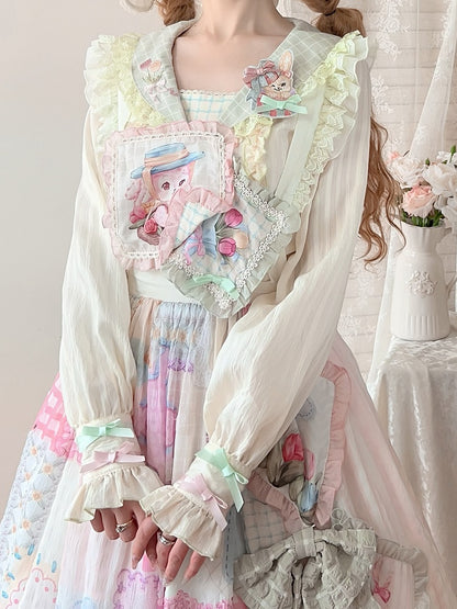 うさぎ耳バックチューリップセーラーカラー長袖ブラウス