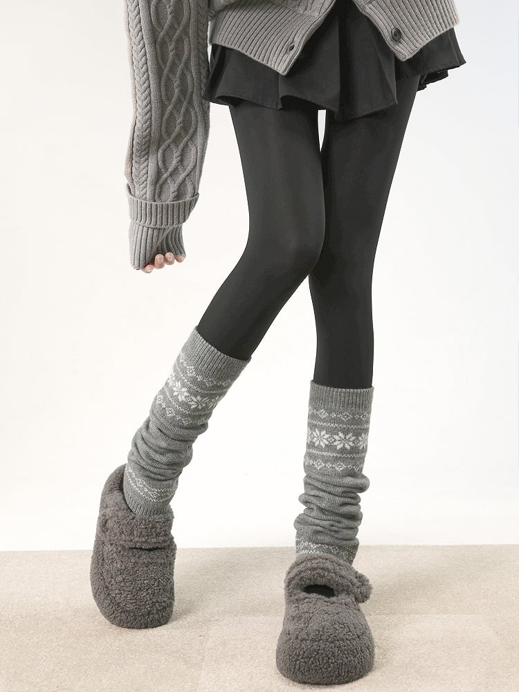 Snowflake Pattern Leg Knitted Retro 4 Colors Warmers