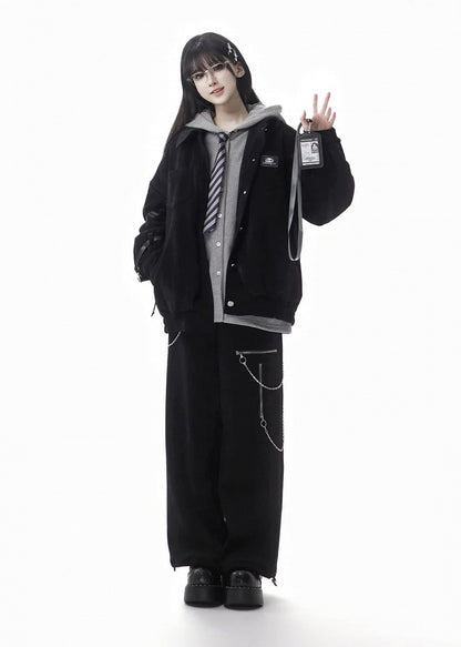Black Panda Applique Winter Coat - PINK SAVIOR