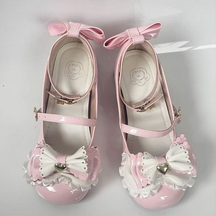 Janes with Mary Bear-shaped Pink Heel Sweet Teddy Layered Bear at Lolita Decor - Bows Top Buckle