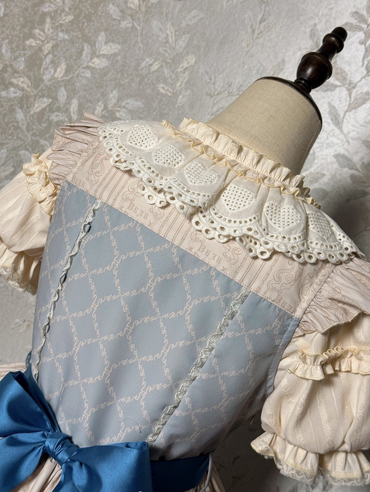 Lolita Jumper Blue and Kitty Teddy Print Sweet Skirt