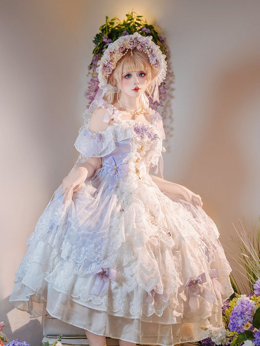 Light Purple Lolita JSK Wedding Dress with Lace - Cat Fairy Lolita