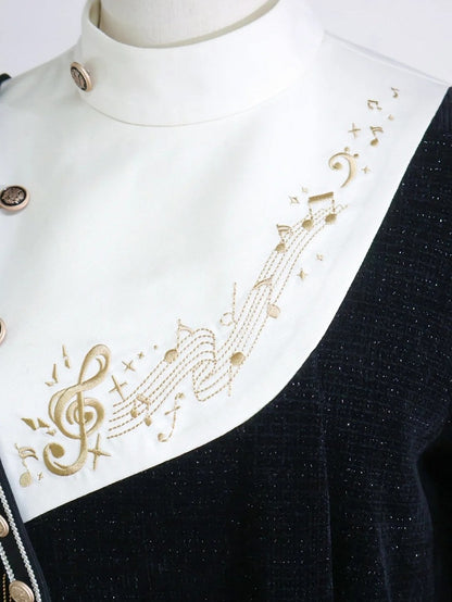 Set-Schwarz Schwarz Glitzernden Stil Ouji Waffel Preppy Mode Volle