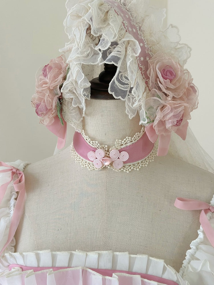 Beige / Green Floral Design Hairband with Veil