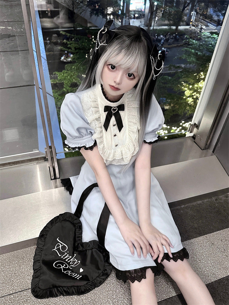 Jirai Kei Black Bow Cross Chain Hairclips