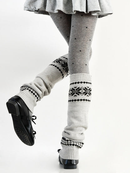 Dot Gray Warmers Tights Knitted Pair Dark Polka - Layering + Leg Tones of Set A