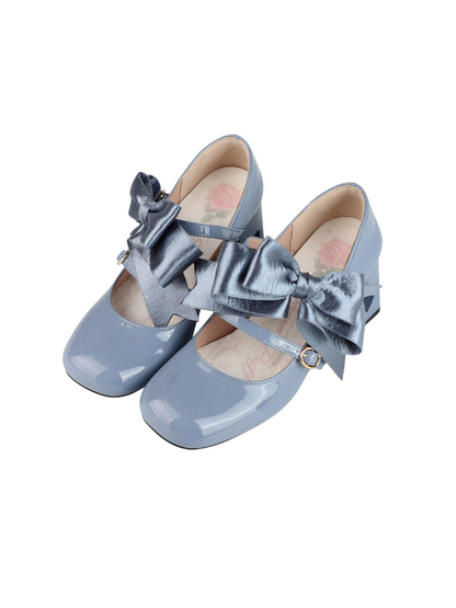 High Ribbon Heart Heel Shoes Ribbon Open Lolita Jewel