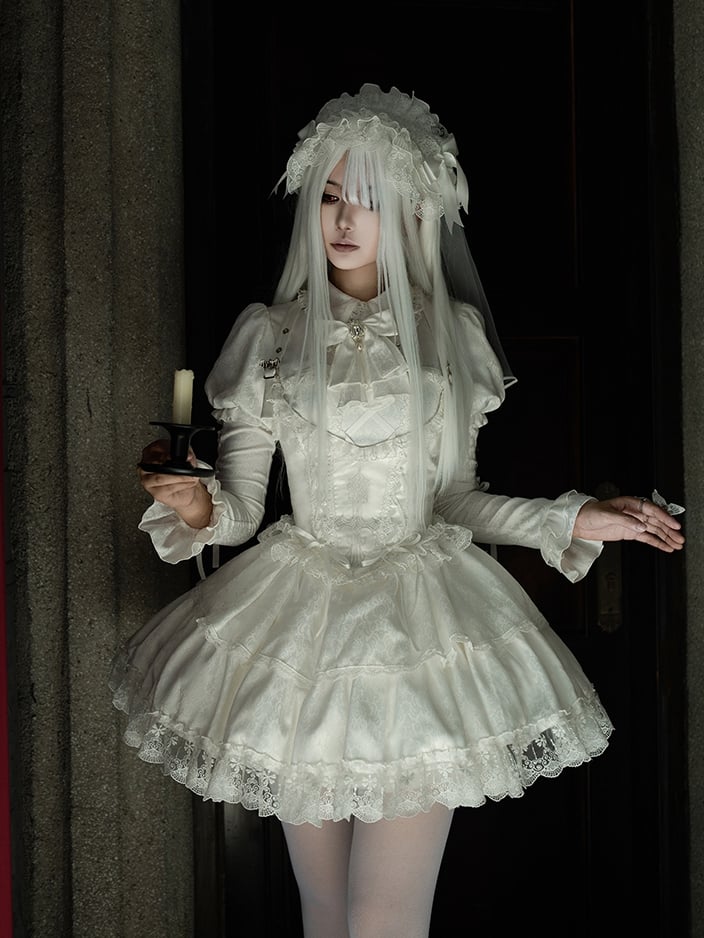 Collar Trim Dress Sleeves Short Gothic Shirt Lace Juliette White Lolita