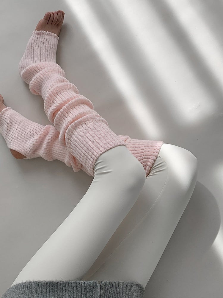 Knit Stirrup Pastel Leg Ribbed Warmers