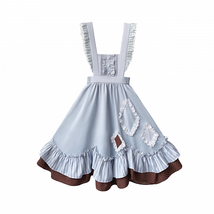 Appliques Alice in Wonderland Vibes Sweet Lolita Jumper with in Blue Skirt Diamond