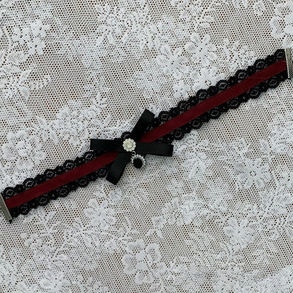 Black & Red / Black & Pink Lace Bow Choker - Ekomi