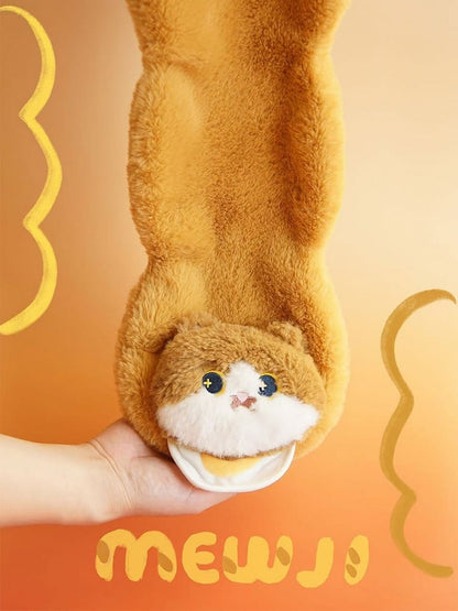 Süßer Katzen-Plüschschal in Braun