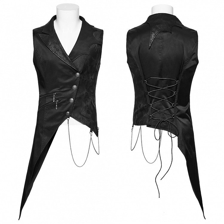 Vest Dark Men's Night Asymmetric Black Goth