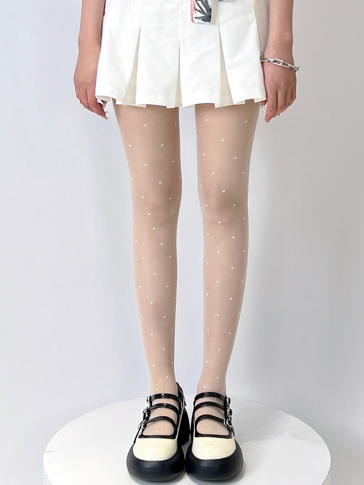 Regular Pattern Tights Polka-dot Version Black/White