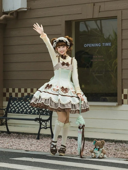 Shape Green Lolita Heart Mint JSK Applique Cake Hem and Embroidery Pompompurin