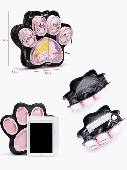 Cute Paw Puppy Kitten 2-Way In Enchanting Style Black Ita Backpack Pink