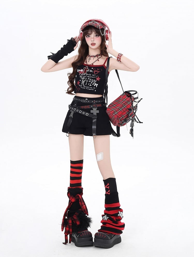 5 プリントトップ クロップドキャミ カラー グラフィティ