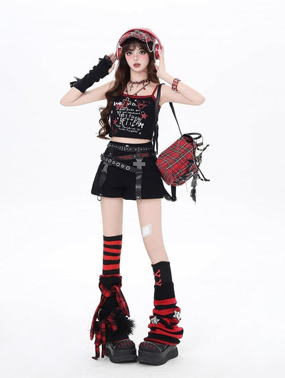 5 プリントトップ クロップドキャミ カラー グラフィティ