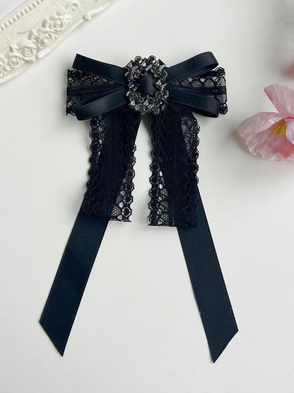 Dual-Use Lace Bow Hairclip & Bowtie Brooch - With PUJI
