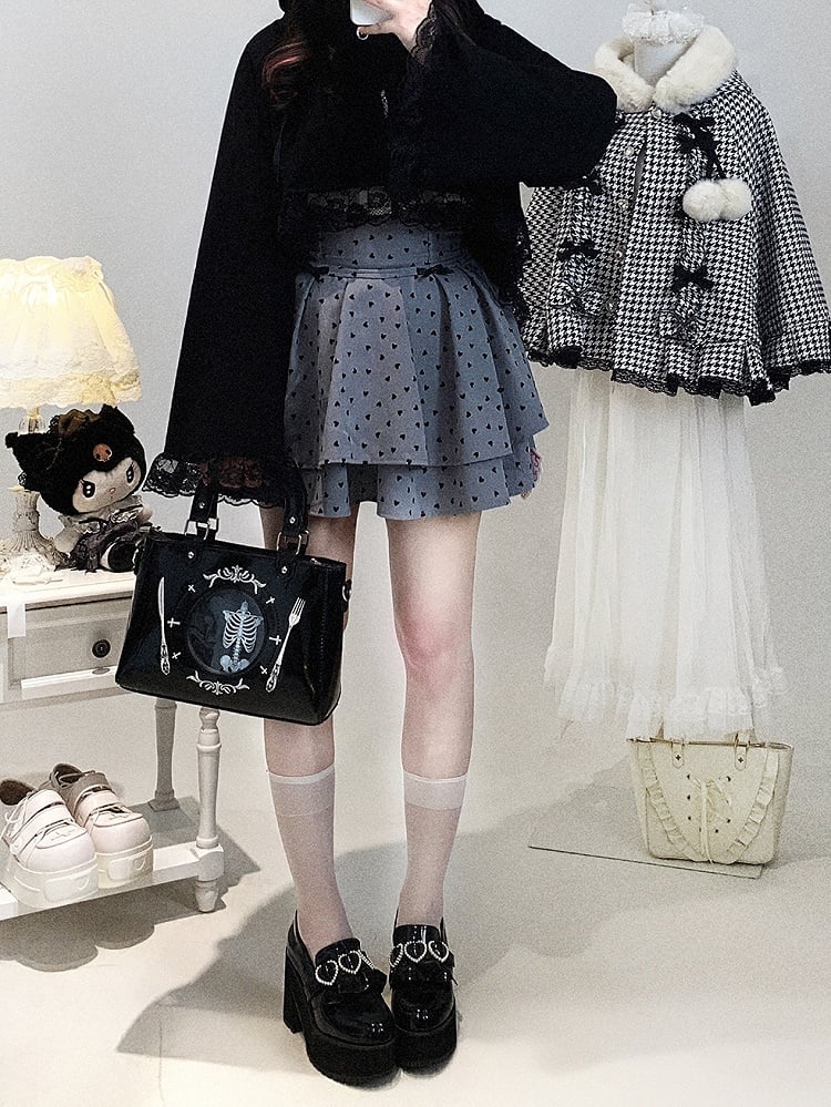 / Detail with Black Lace | Kei Short Trim Cape Kitty-Ear Jirai