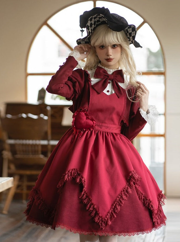 Gothic Zweiteiler mit Kunstband und Lolita-Kleid