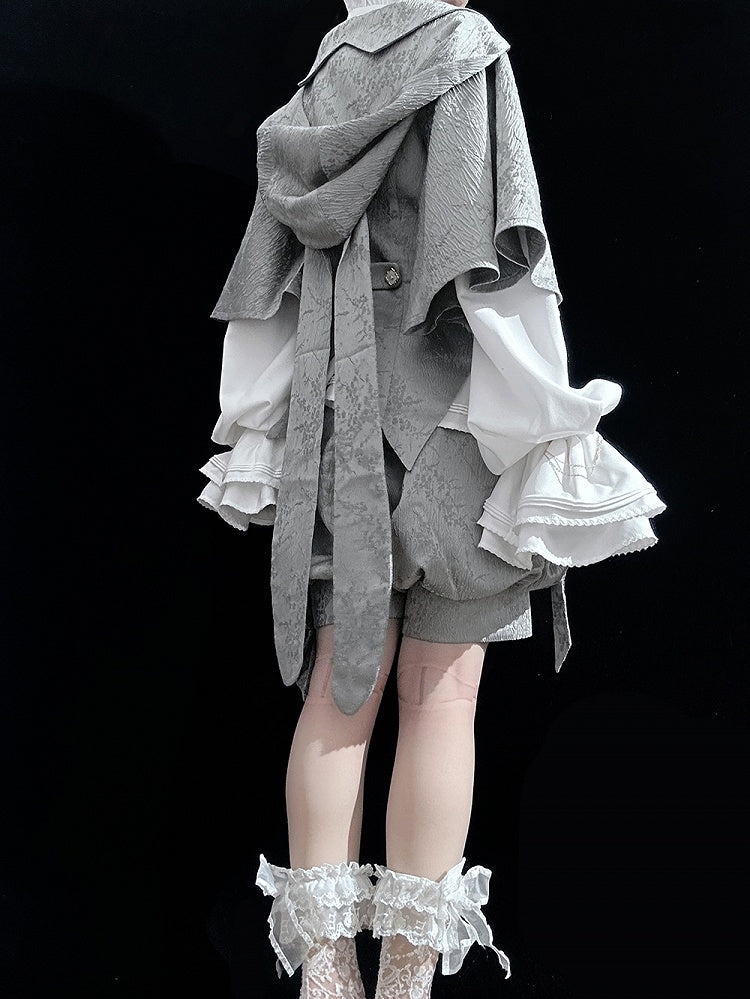 耳付きジャケットフードグレー王子バニーオーバーサイズファッション
