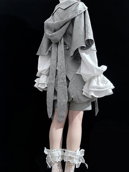 耳付きジャケットフードグレー王子バニーオーバーサイズファッション