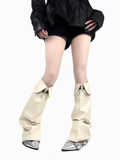 ブラック/ライトコーヒーパンクレッグウォーマー