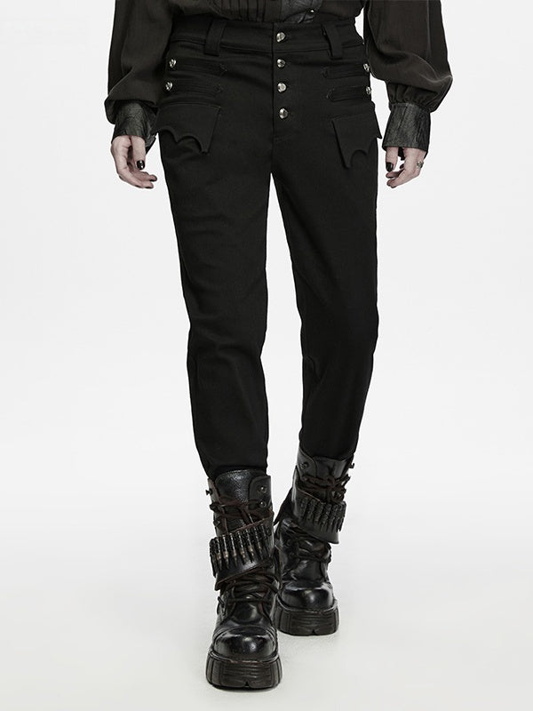 Dual-Pocket Black Baron Uniform Men's Trousers - Punk Rave