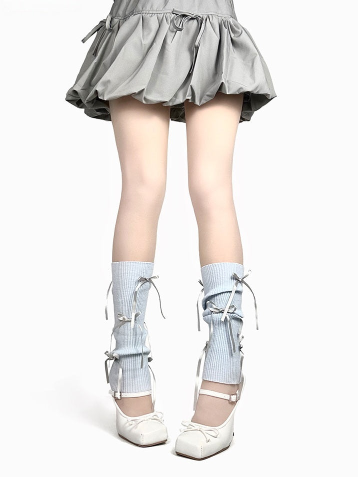 Calf Bow Decorated 8 Leg Warmers Colors -