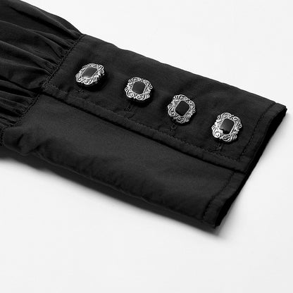 Sleeve Fire Men's Gothic Shirt Dragon Long Black