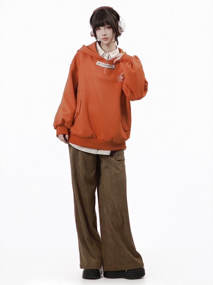 Brown Belted Straight-Leg Trousers for Fall Winter Wear - PINK SAVIOR
