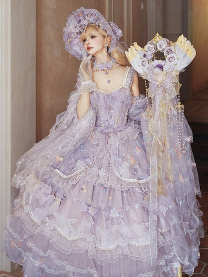 Sizes Accents Purple Available Length Gorgeous Lolita Hanayome Plus and with Hime Bead Dress Sequin Ankle