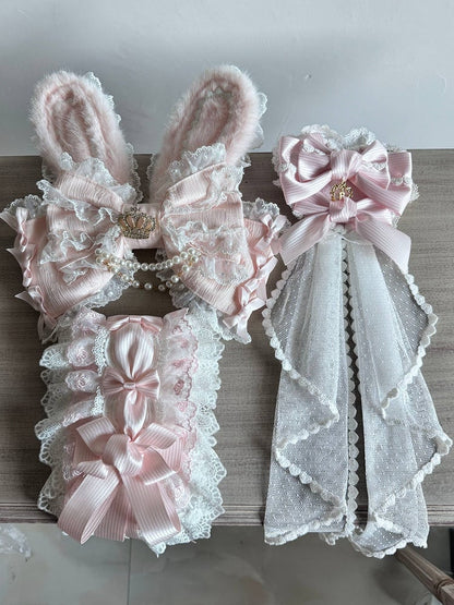 Gorgeous Hairband Hair Hairclip 4-Piece Set Heart-shaped Bow Ear - Rabbit Accessory + KC